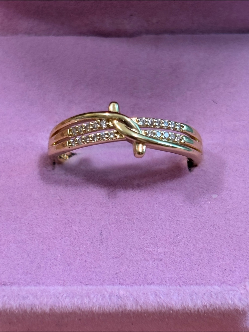 18kt gold filled Crisscross CZ Accent Women’s Ring